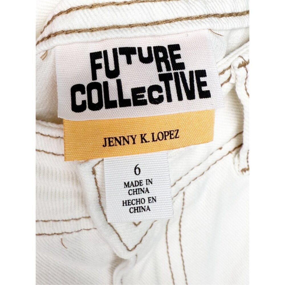 Future Collective With Jenny K. Lopez High-Rise Raw Edge Ecru Jeans 6 - Picture 5 of 7
